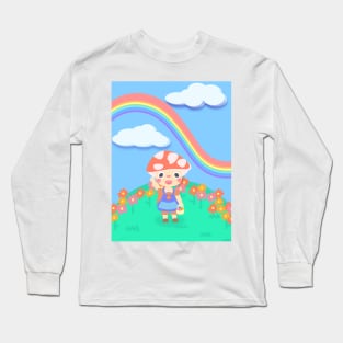 Fongy hongo kawaii infantil en el jardin Long Sleeve T-Shirt